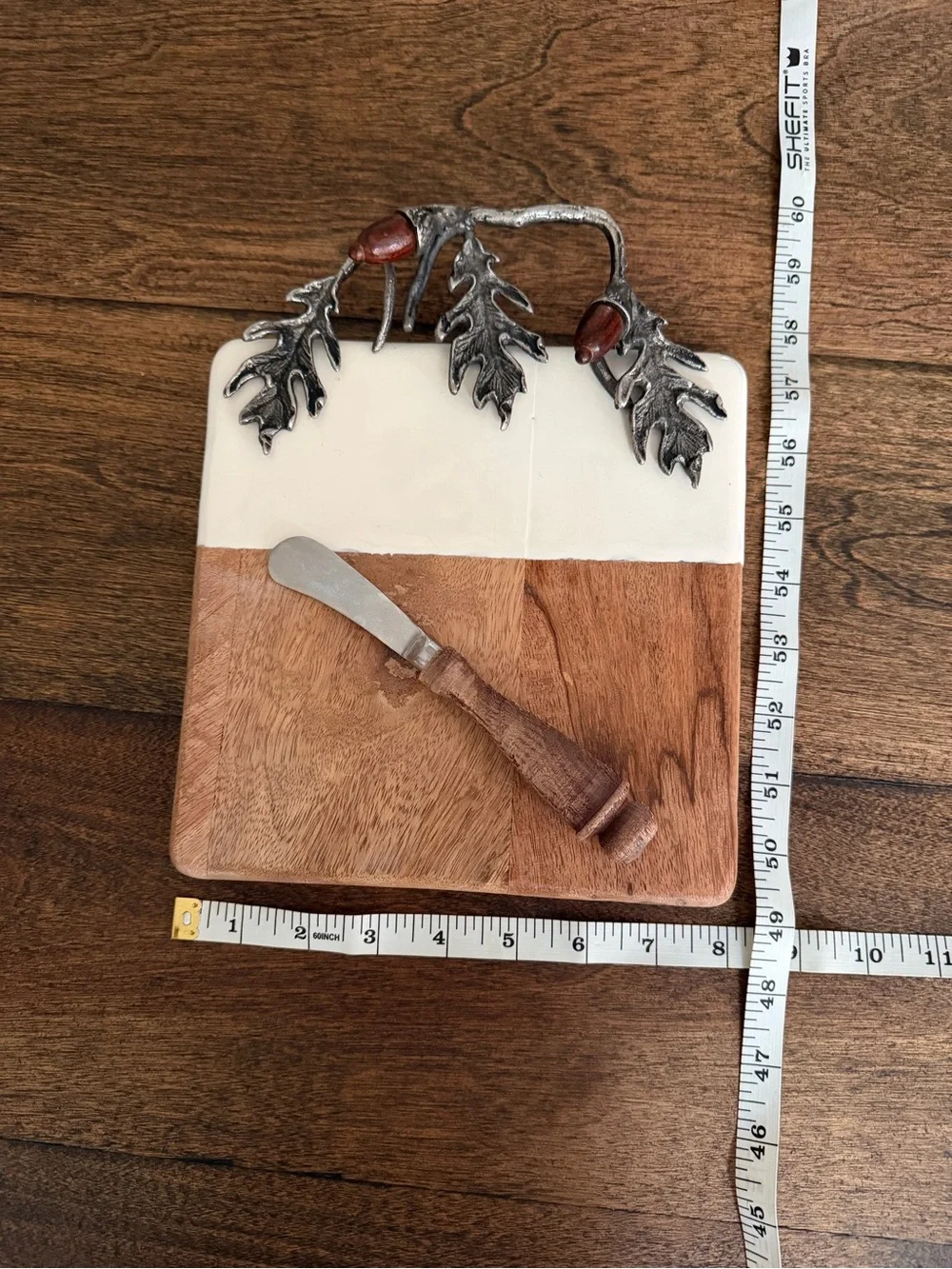 Oak & White Ceramic Top Cheese Board with Acorn Handle